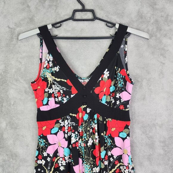 Women's Suzie In The City Floral Dress Sleeveless V Neck Tie Back Multicolor M - Picture 4 of 9